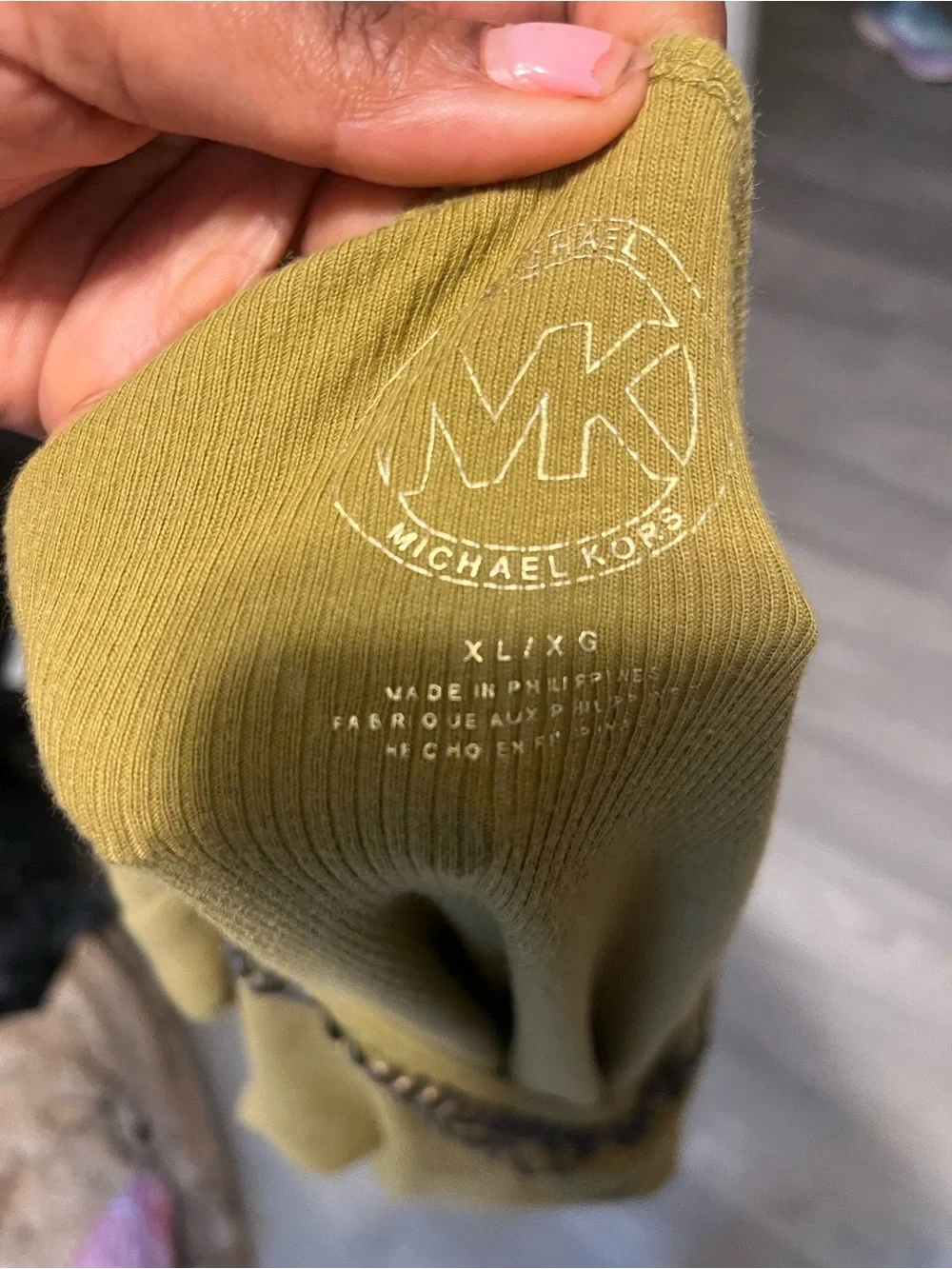 Michael Kors Olive Green V-Neck Studded Tunic Boho Glam